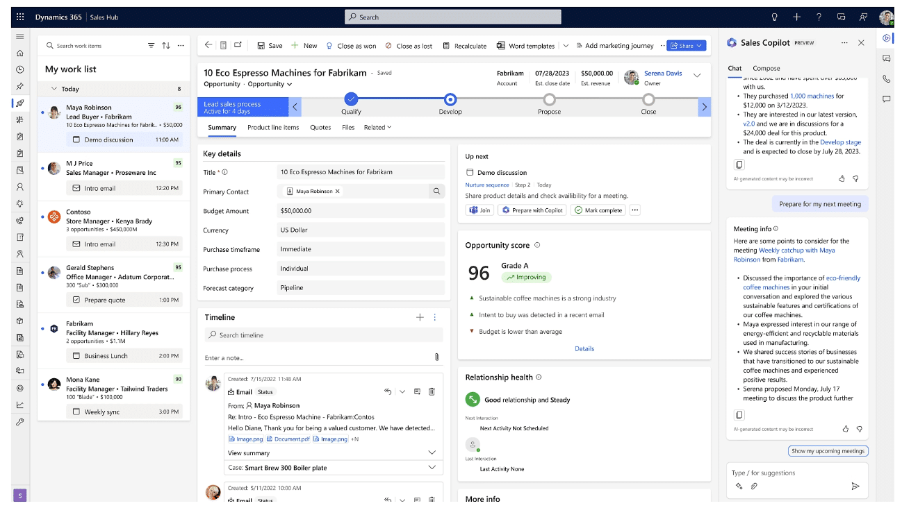 Microsoft Dynamics 365 Sales et copilot