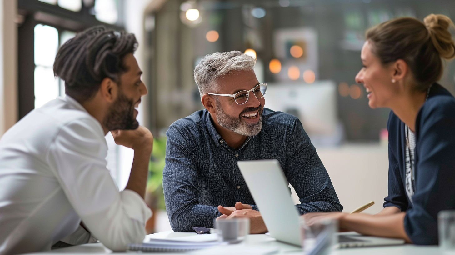 coworkers with client discussing brainstormin 1